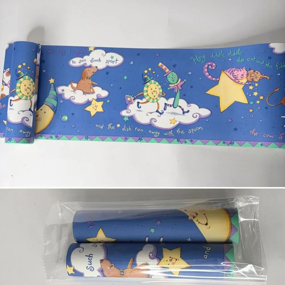 Vintage 1997 Viv Eisner-Hess Wallpaper Boarder Over The Moon Baby Nursery 21.5'